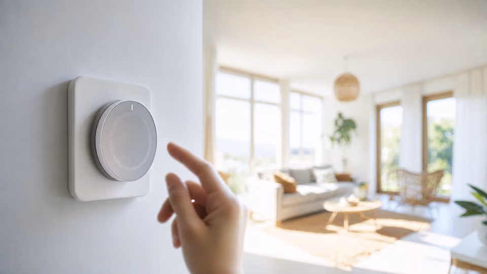 Thermostat mural moderne dans un intérieur chaleureux