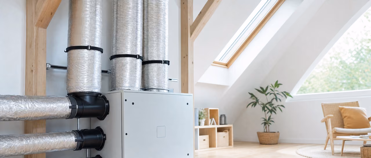 Caisson de VMC double flux dans des combles aménagés
